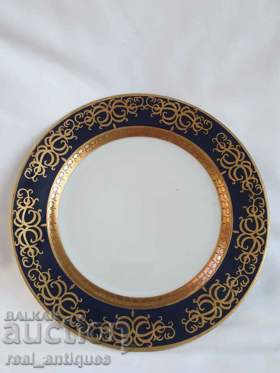 Porcelain plate - cobalt and gilding