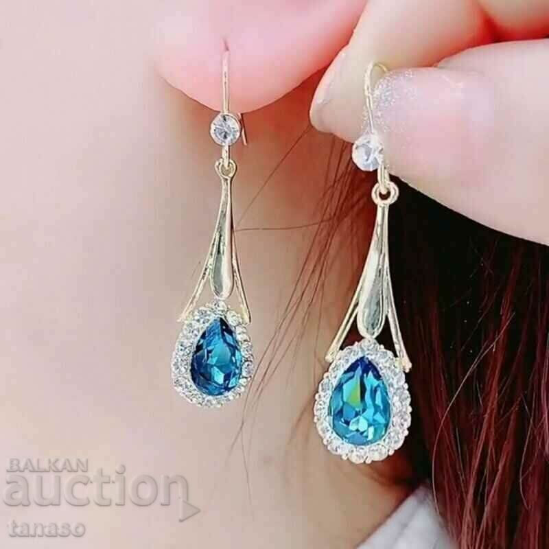 Auction Earrings with blue crystals - dangling Auction Earrings with blue crystals - dangling