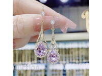 Earrings with violet crystals - dangling