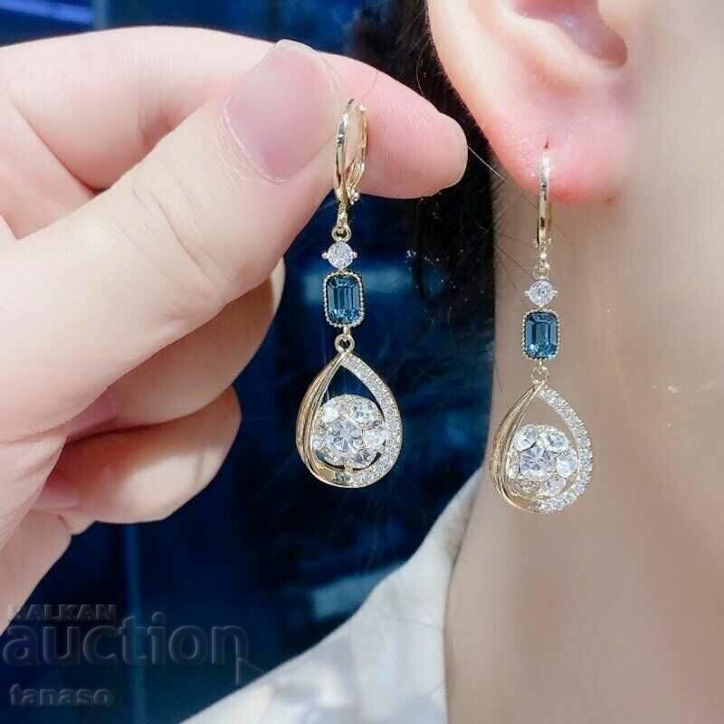 Earrings with zircons and crystals - hanging with price € 11.00 | 21.51 BGN Earrings with zircons and crystals - hanging with price € 11.00 | 21.51 BGN