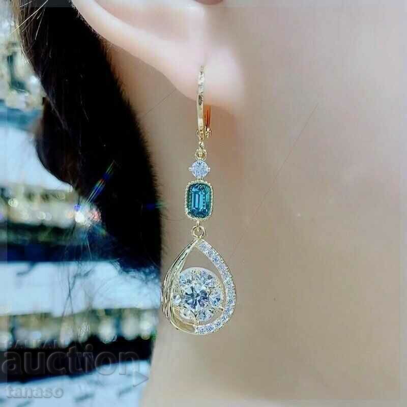 Auction Earrings with zircons and crystals - hanging Auction Earrings with zircons and crystals - hanging
