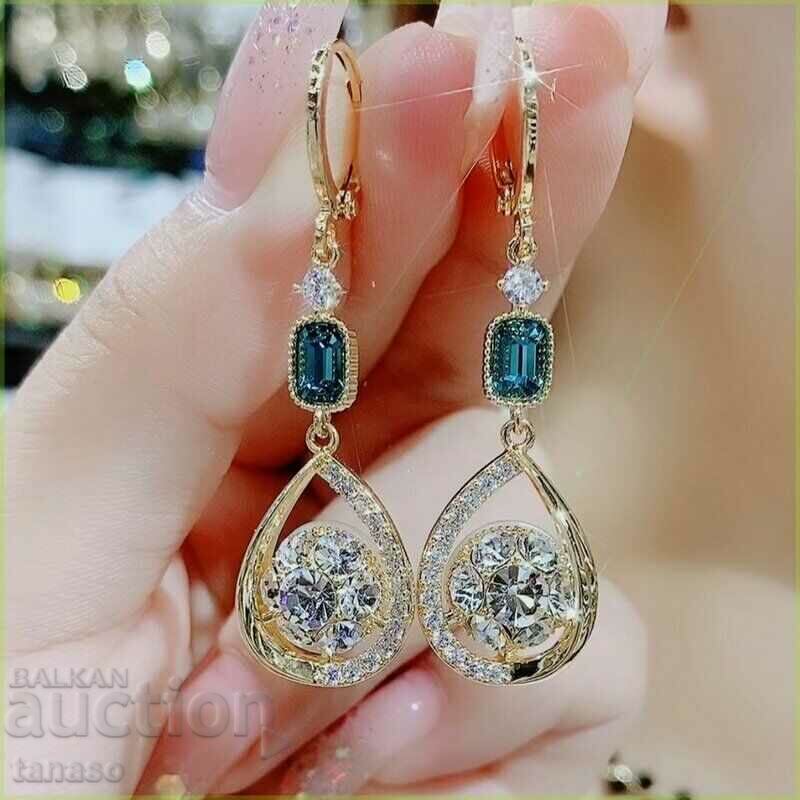 Earrings with zircons and crystals - hanging