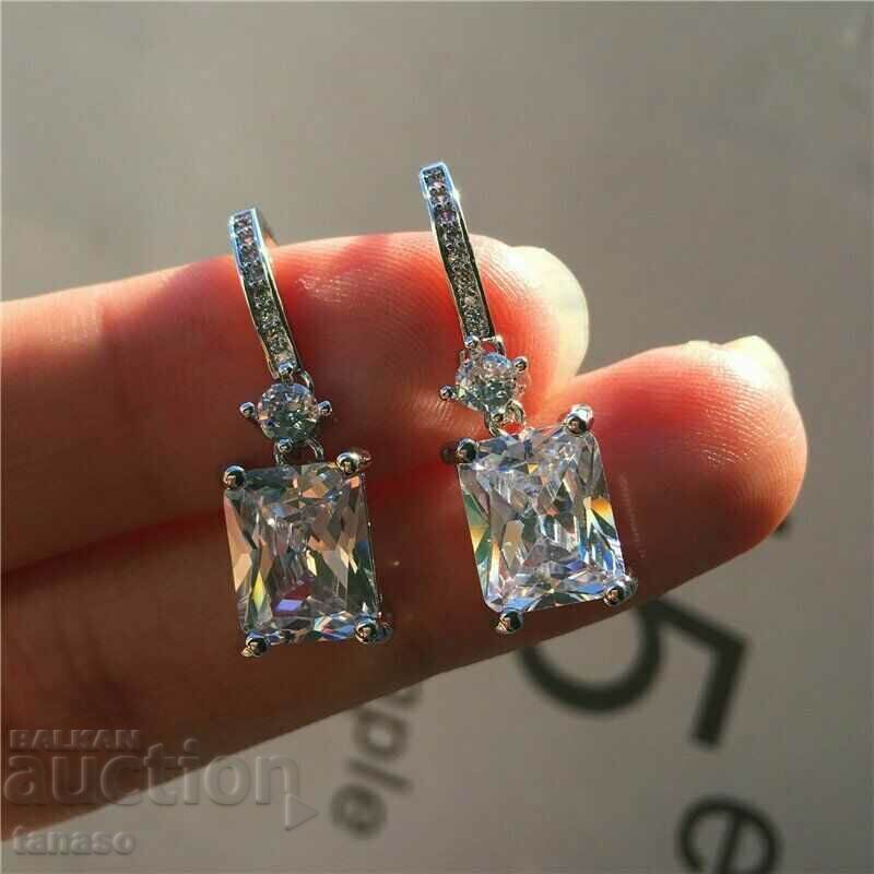 Auction Earrings with white zircons and crystals - hanging Auction Earrings with white zircons and crystals - hanging