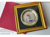 Icon of St. George metal plate, frame