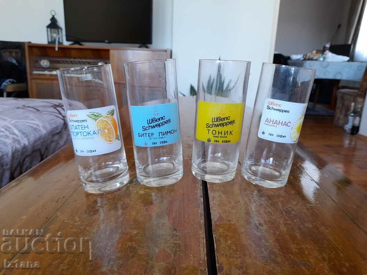 Old collection of Schweppes glass cups