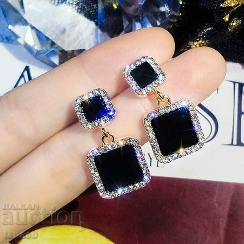 Auction  Earrings with black crystals - dangling