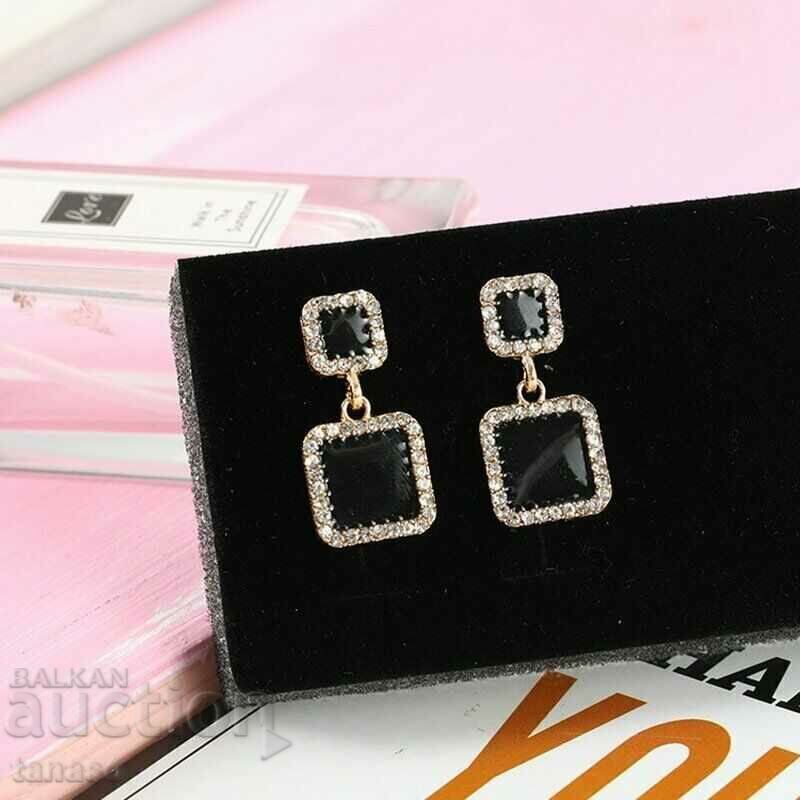 Earrings with black crystals - dangling - 5