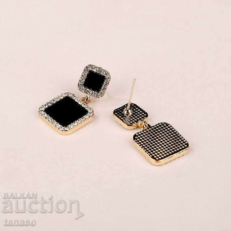 Earrings with black crystals - dangling - 6