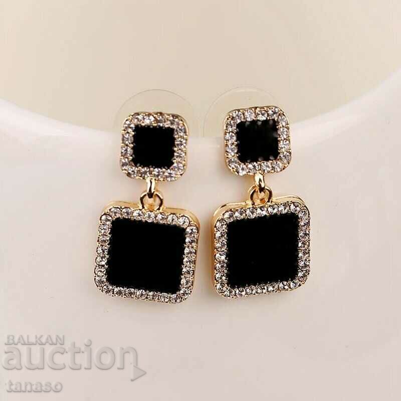 Earrings with black crystals - dangling
