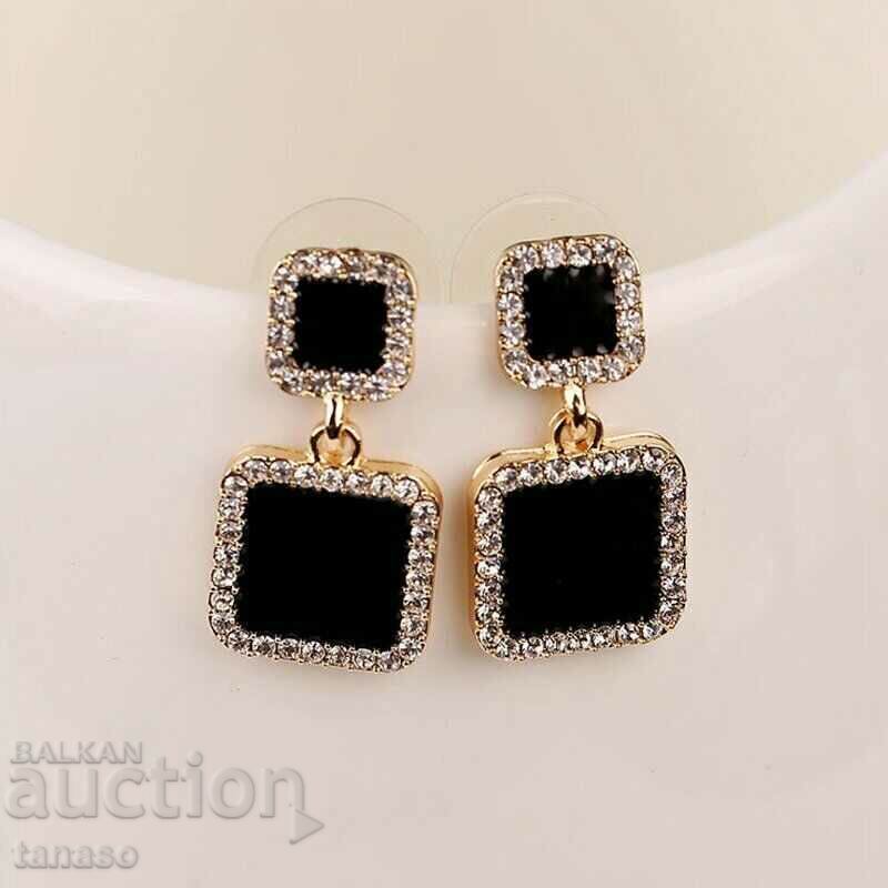 Earrings with black crystals - dangling Earrings with black crystals - dangling