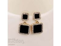Earrings with black crystals - dangling
