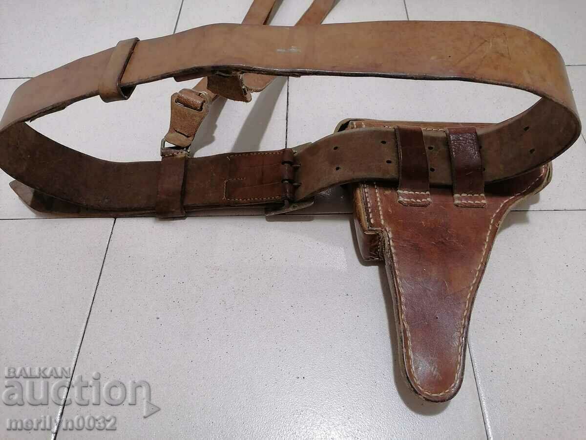 Царски офицерски боен колан кобур пистолет Люгер 1903 WW1 с цена € 335.26 | 655.71 лв.
