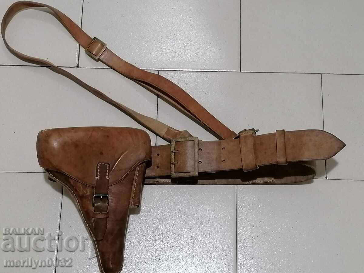 Царски офицерски боен колан кобур пистолет Люгер 1903 WW1