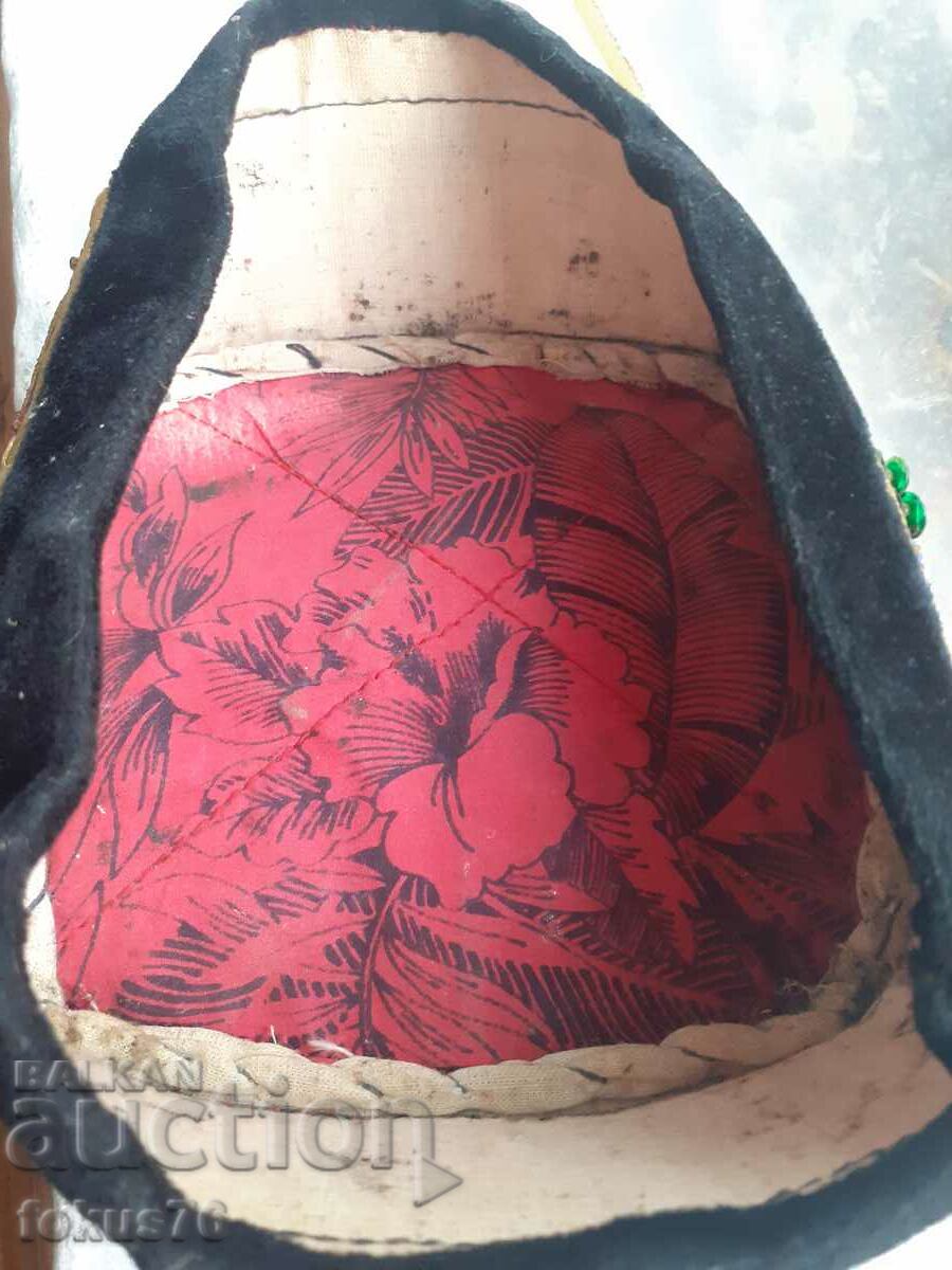 Old skull cap 19th century velvet tinsel sequins - 5 Old skull cap 19th century velvet tinsel sequins - 5