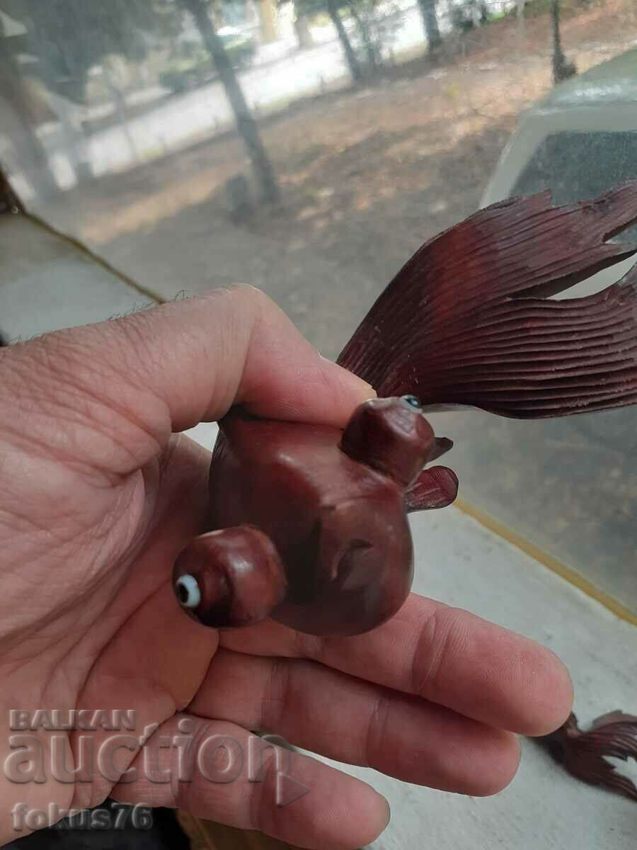 Σετ με τρία ιαπωνικά μαχητικά ψάρια Koi κόκκινη ξύλινη φιγούρα - 6