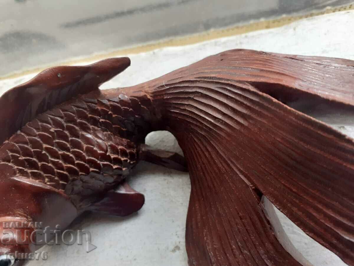 Σετ με τρία ιαπωνικά μαχητικά ψάρια Koi κόκκινη ξύλινη φιγούρα - 7