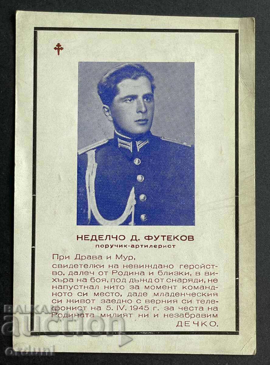 3691 Kingdom of Bulgaria Card lieutenant Futekov killed Drava 45