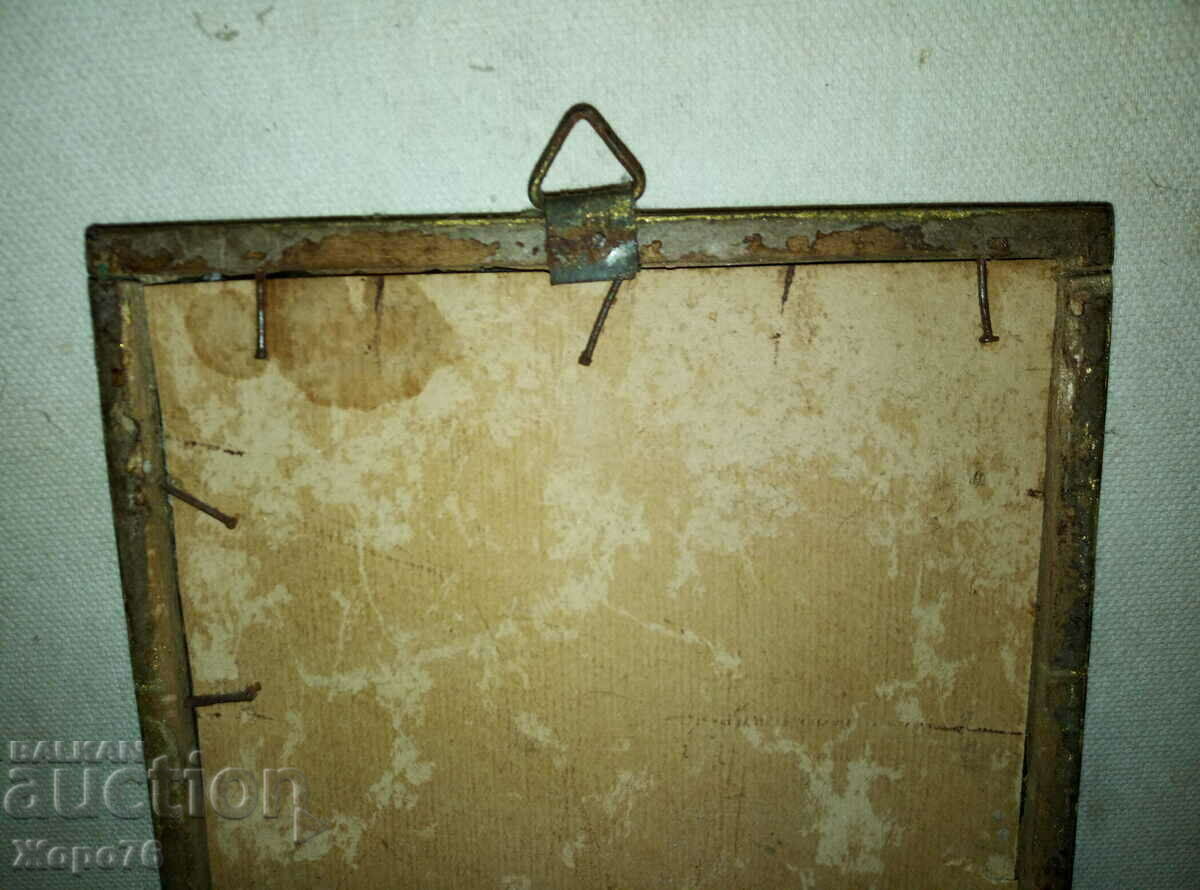 RAMA DE POZĂ DIN LEMN ANTIC cu PLACĂ DE AUR și STICLĂ - 6