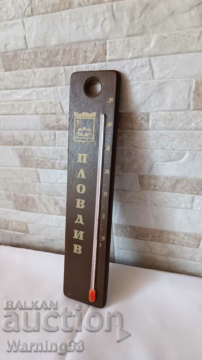 Old wooden wall thermometer - PLOVDIV with price 35.00 BGN | € 17.90 Old wooden wall thermometer - PLOVDIV with price 35.00 BGN | € 17.90
