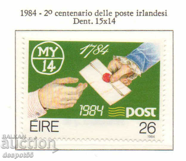 1984. Irlanda. Cea de-a 200-a aniversare a oficiului poștal irlandez.