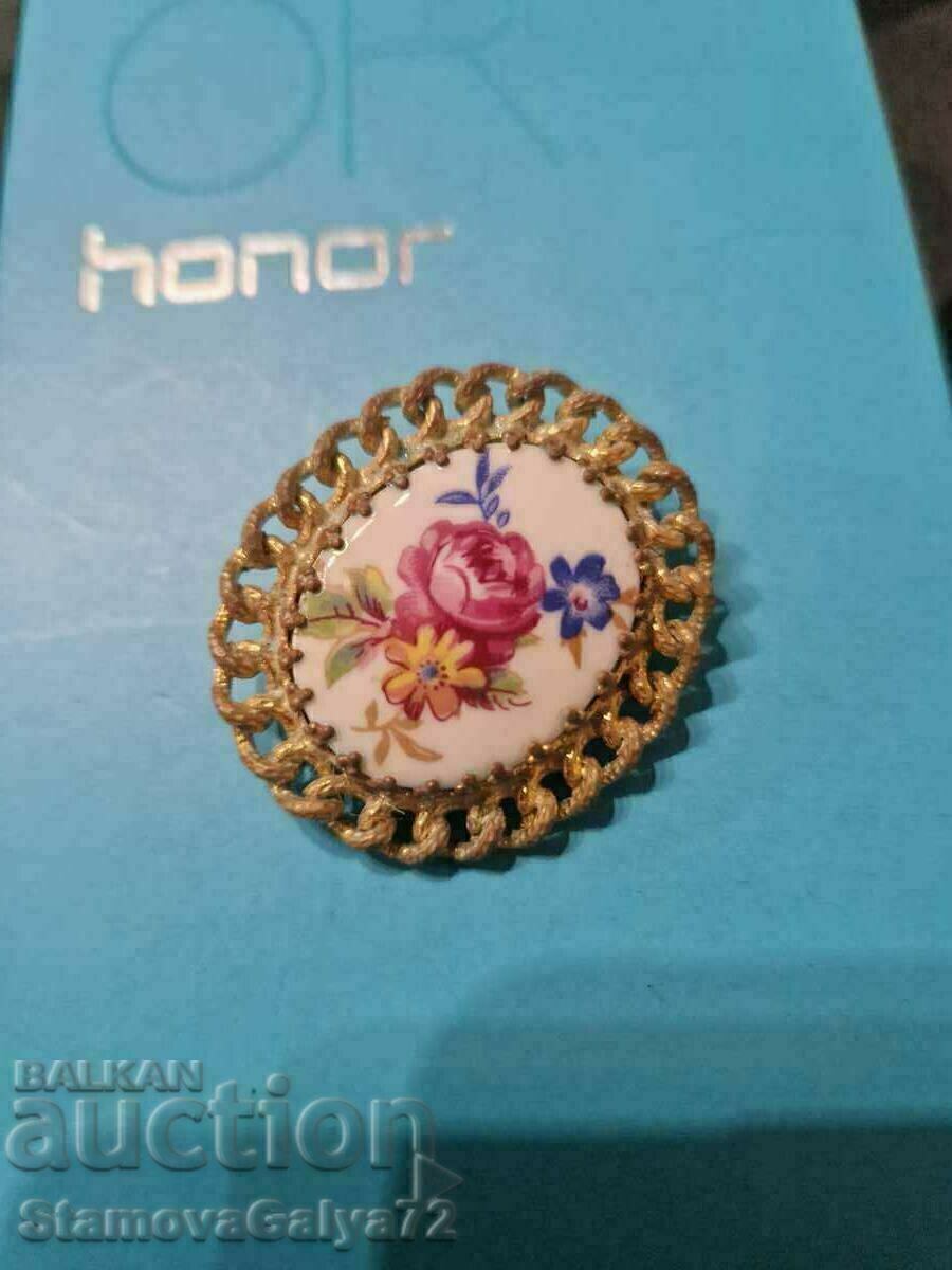 Great Antique Collectible Czech Porcelain Brooch - 5 Great Antique Collectible Czech Porcelain Brooch - 5