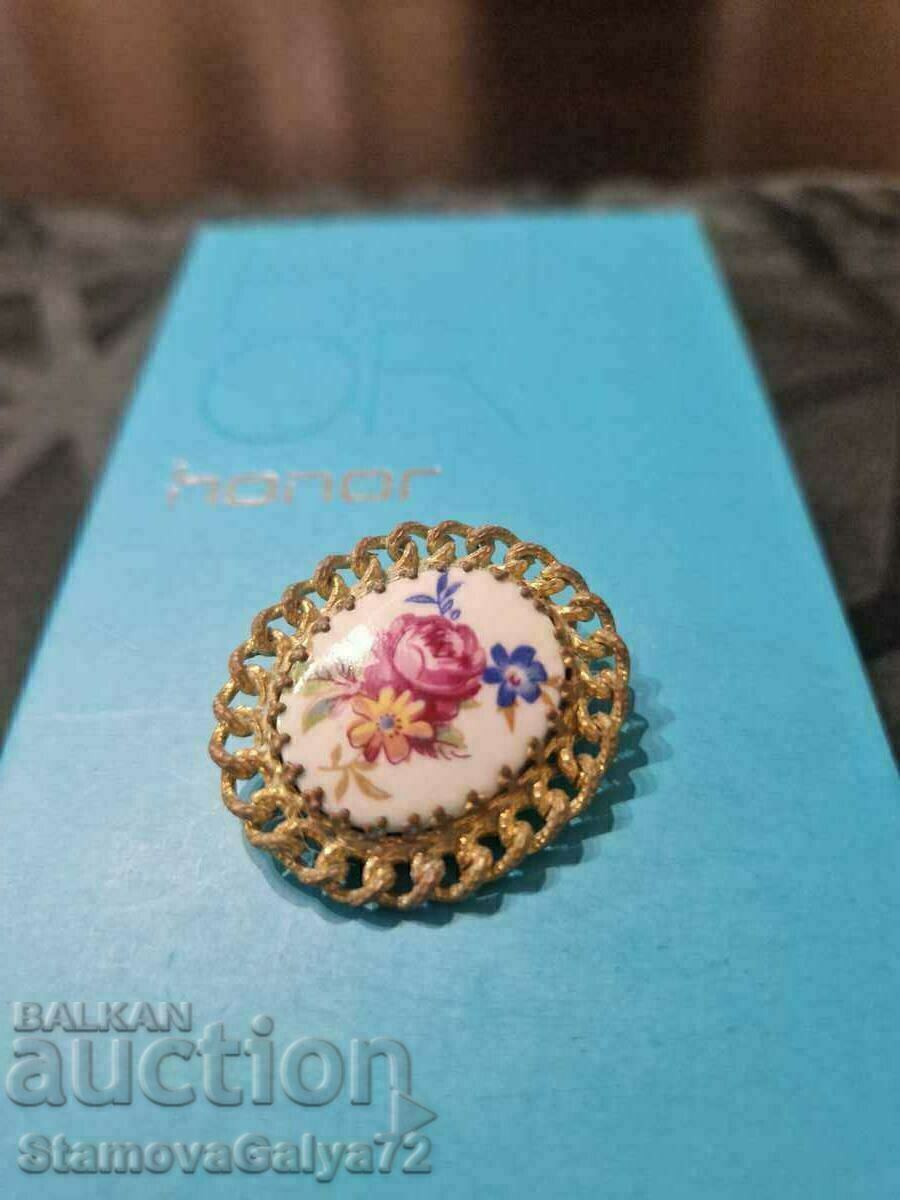 Great Antique Collectible Czech Porcelain Brooch Great Antique Collectible Czech Porcelain Brooch