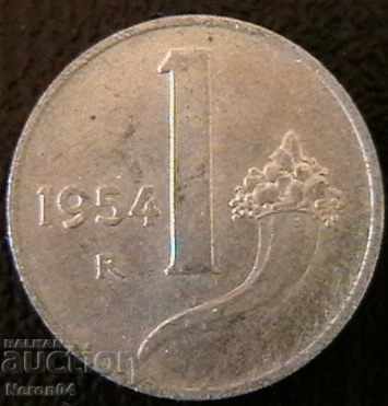 1 lira 1954, Italia