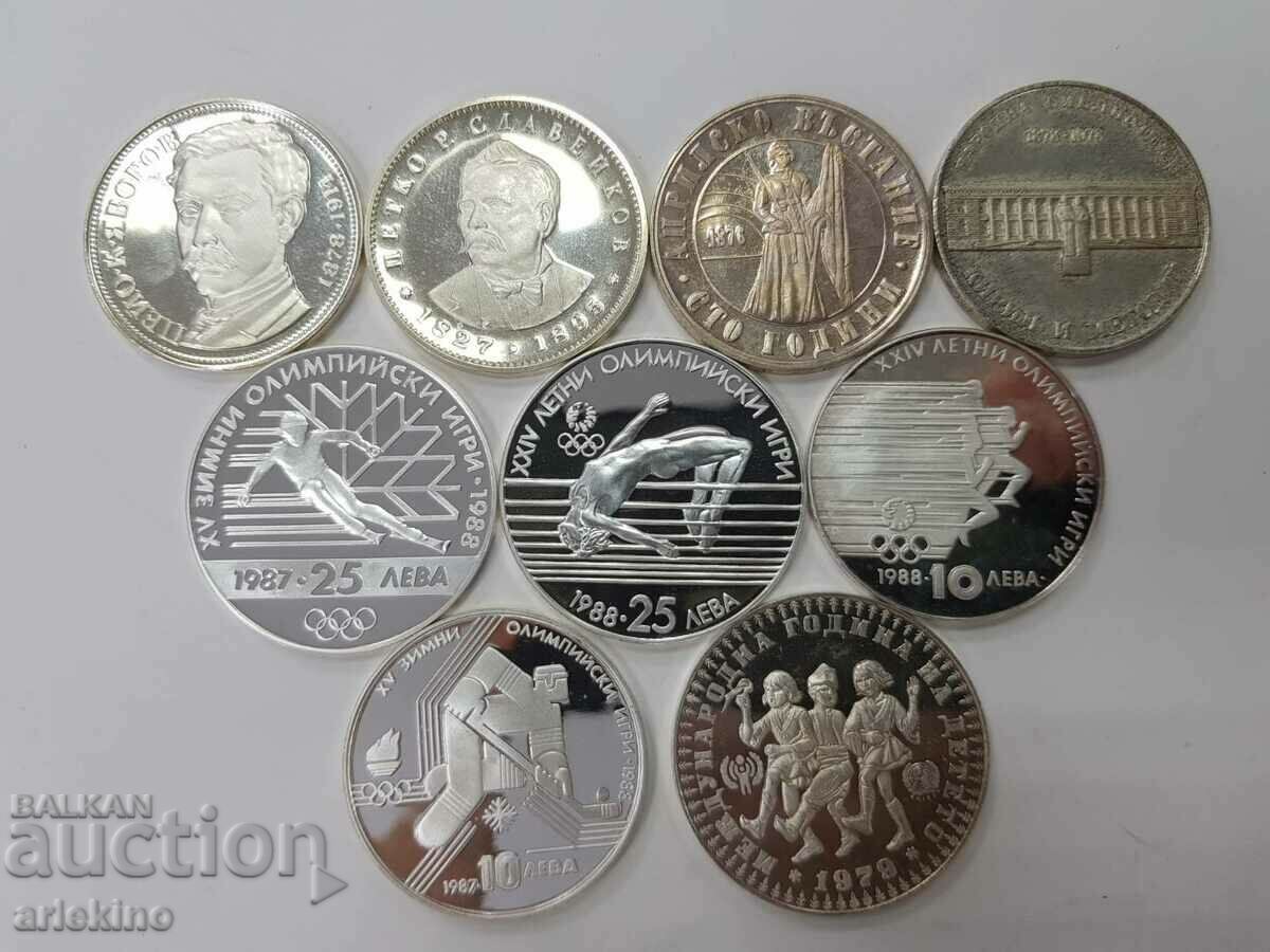 9 buc. Monede jubilee de colecție de argint