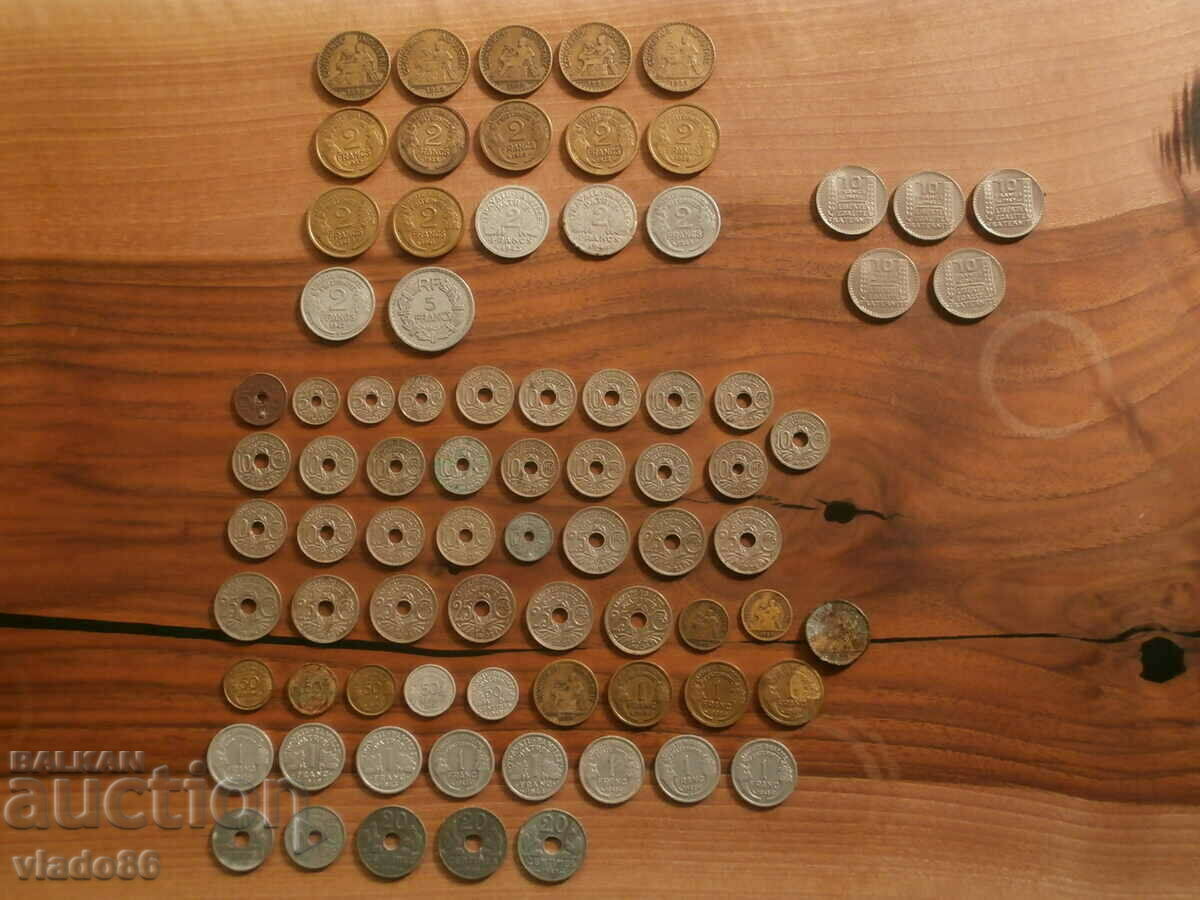 Old French non-recurring coins 20s, 30s and 40s