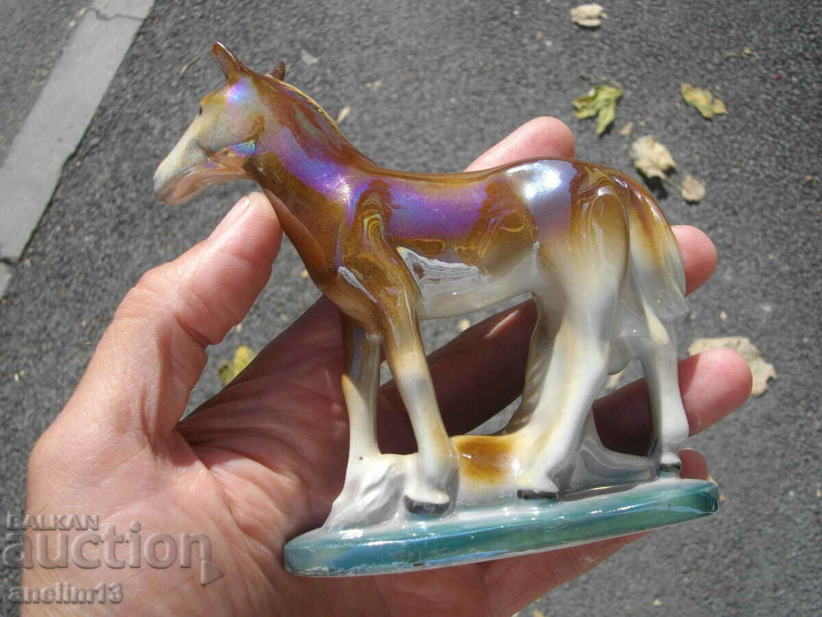 OLD PORCELAIN HORSE WITH HORSE MARKED - 5