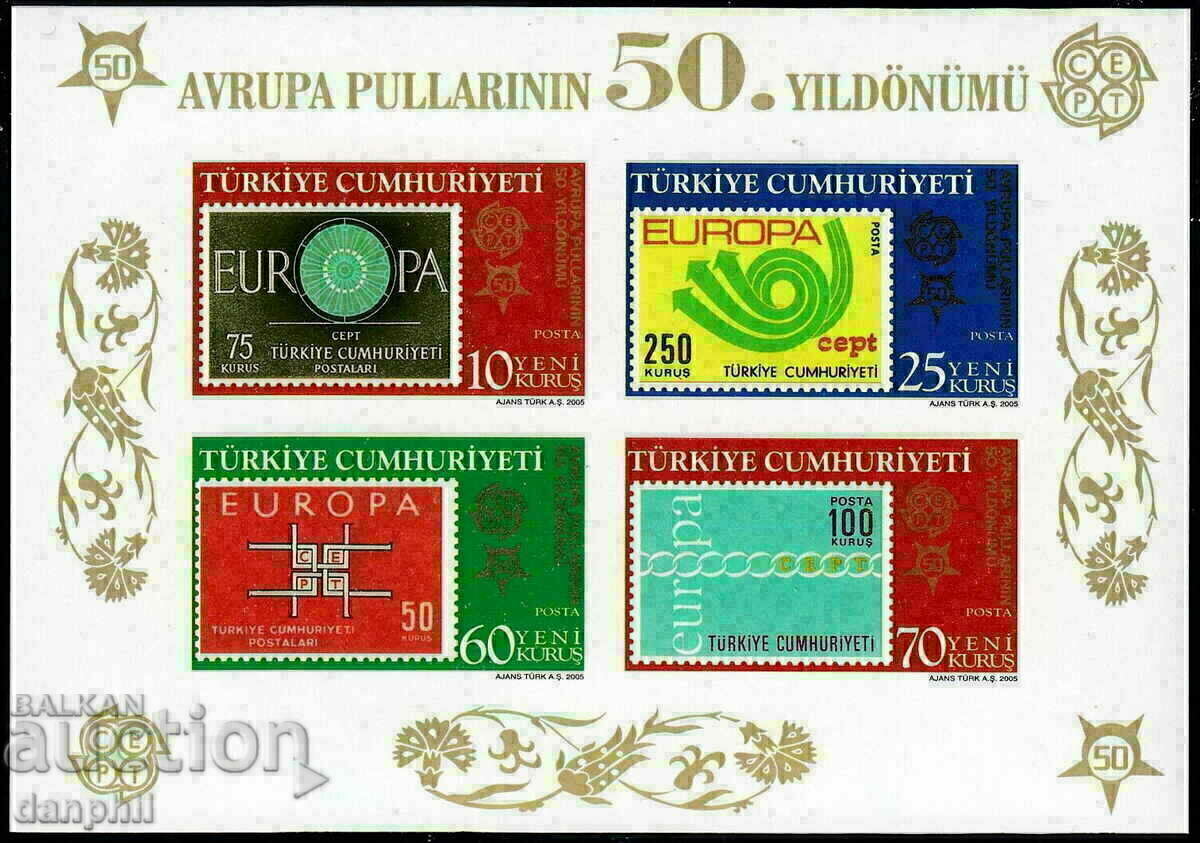 Турция 2005 "50 години Eвропа CEПT" (**) чист блок 58B