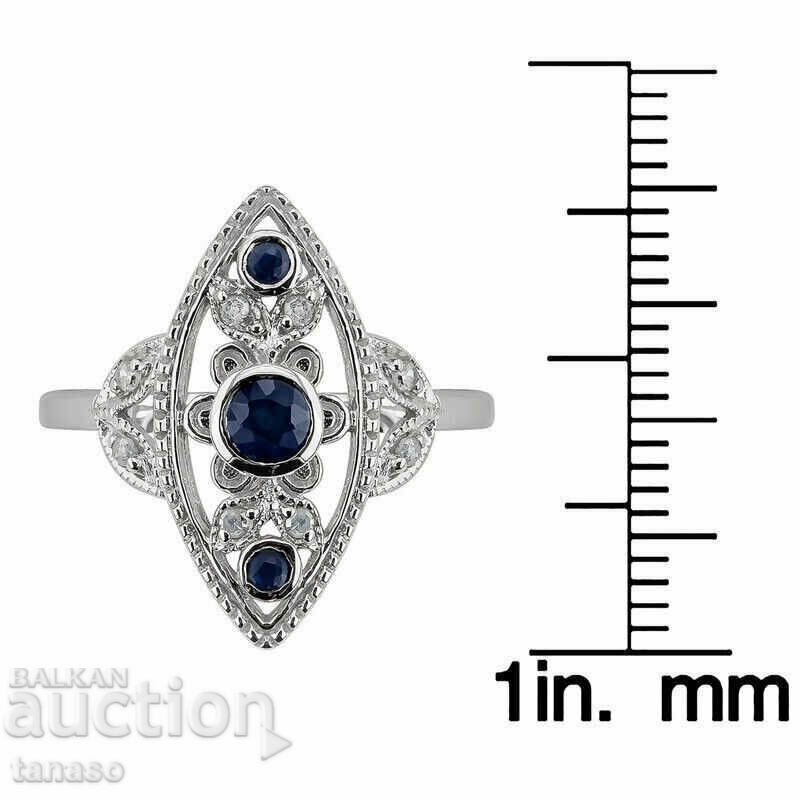 Auction Ring with blue zircons, silver plated Auction Ring with blue zircons, silver plated