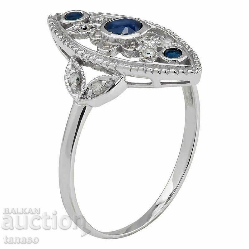 Ring with blue zircons, silver plated Ring with blue zircons, silver plated