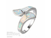 Ring with opals, silver plated