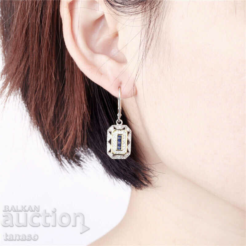 Earrings with zircons and crystals, dangling, gold-plated with price 25.00 BGN | € 12.78 Earrings with zircons and crystals, dangling, gold-plated with price 25.00 BGN | € 12.78
