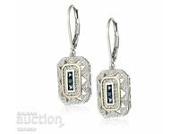 Обеци с циркони и кристали, висящи, позлатени