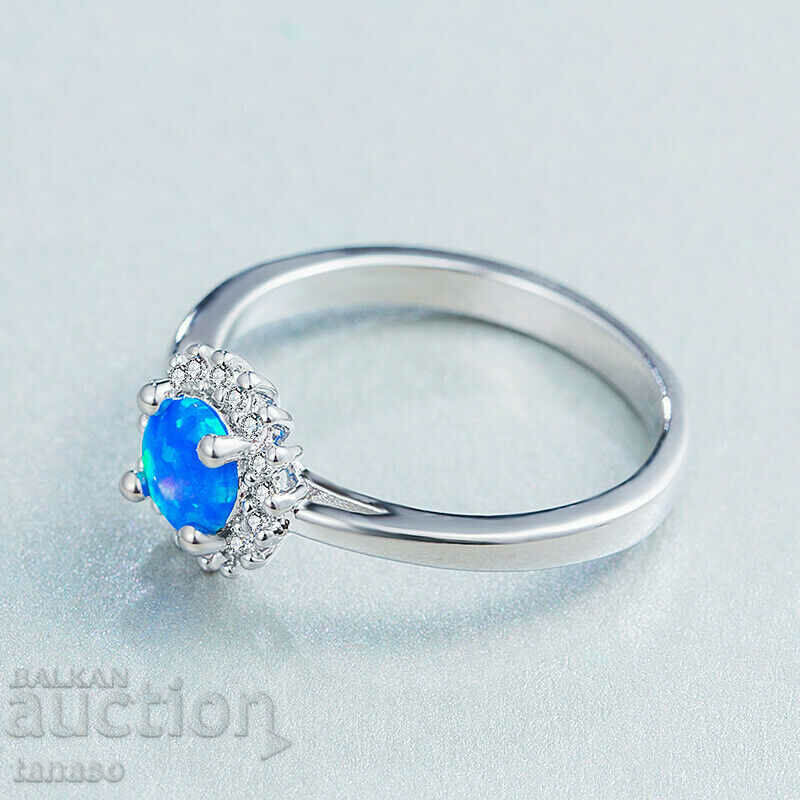 Blue opal ring, silver plated with price 20.00 BGN | € 10.23