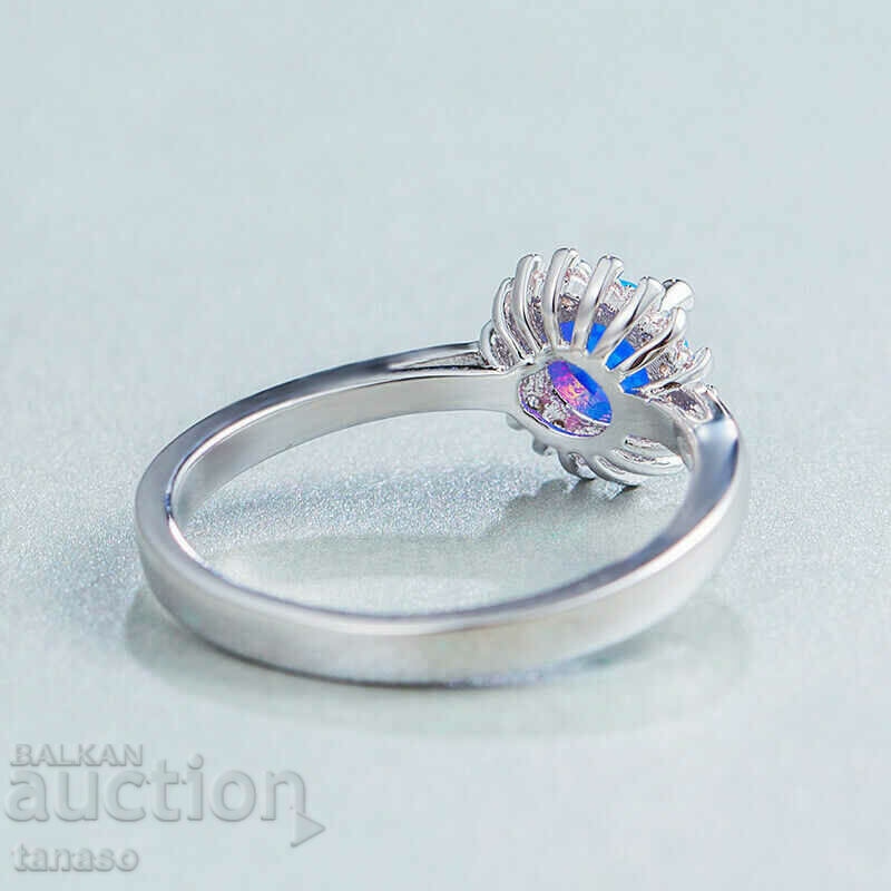 Auction  Blue opal ring, silver plated
