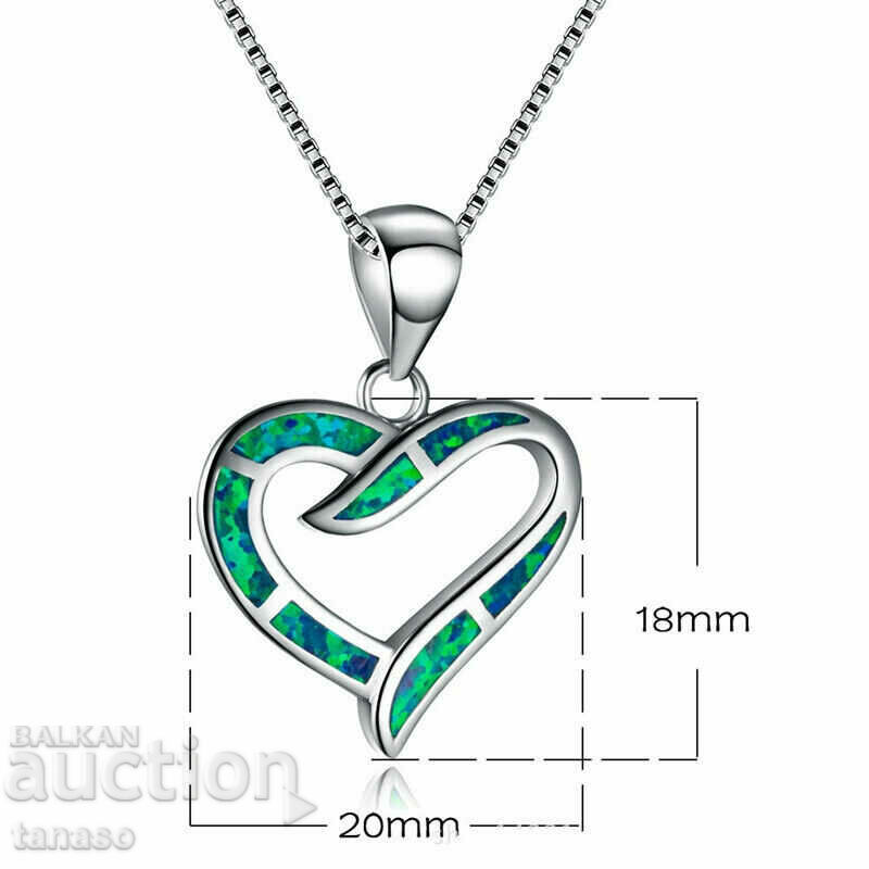 Simulated Opal Heart Necklace, Silver Plated with price 25.00 BGN | € 12.78 Simulated Opal Heart Necklace, Silver Plated with price 25.00 BGN | € 12.78