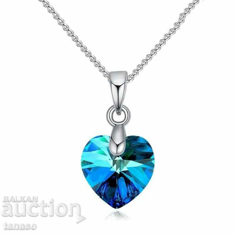 Blue zircon necklace - heart