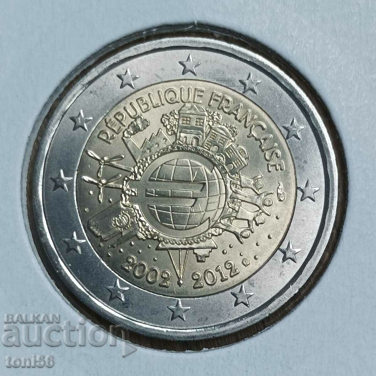France 2 euro 2012 - 10 years "Euro coins and banknotes"