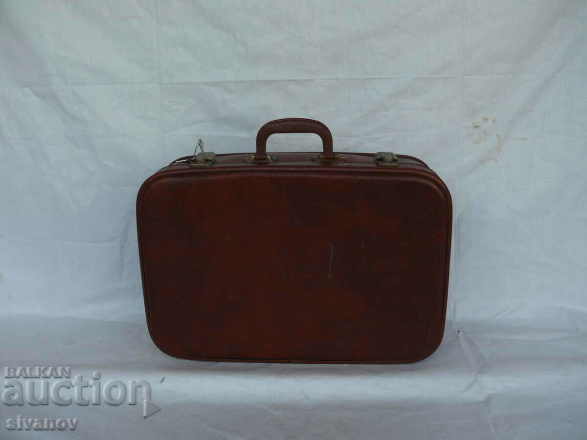 Old Suitcase Travel Bag Sotsa Faux Leather #1570