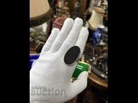 Large silver ring with black onyx. #4514