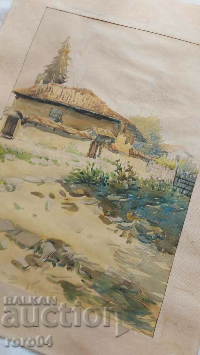 Auction KOSTA STAMOV ( 1894 - 1973 ) WATERCOLOR - LANDSCAPE Auction KOSTA STAMOV ( 1894 - 1973 ) WATERCOLOR - LANDSCAPE