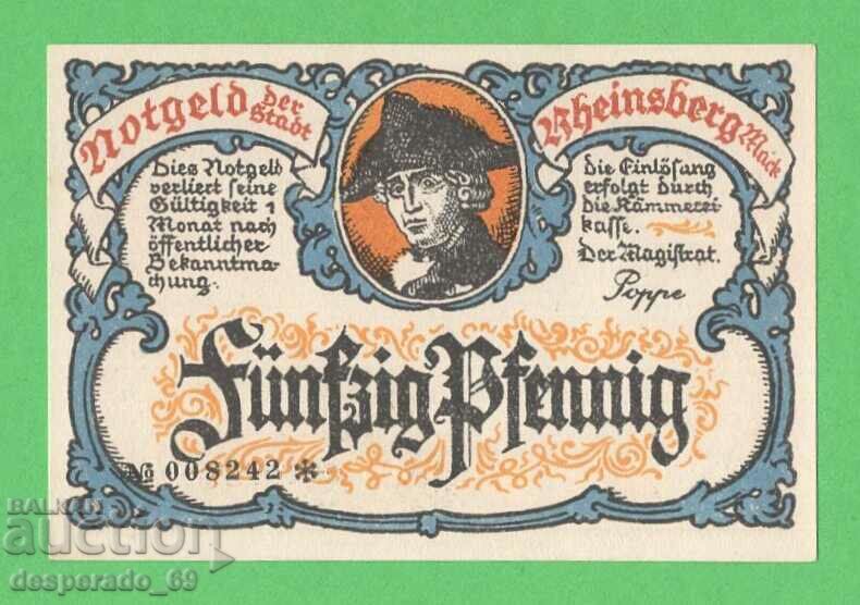 (¯`'•.¸NOTGELD (Orașul Rheinsberg) UNC -50 pfennig¸.•'´¯) cu preț 2.70 BGN | € 1.38 (¯`'•.¸NOTGELD (Orașul Rheinsberg) UNC -50 pfennig¸.•'´¯) cu preț 2.70 BGN | € 1.38