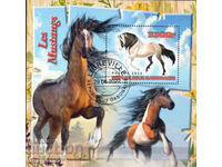 2022. Gabon. Horses - Mustang. Block.