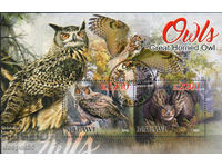 2022 Malawi. Bird - Great horned owl. Block. ILLEGAL STAMP.