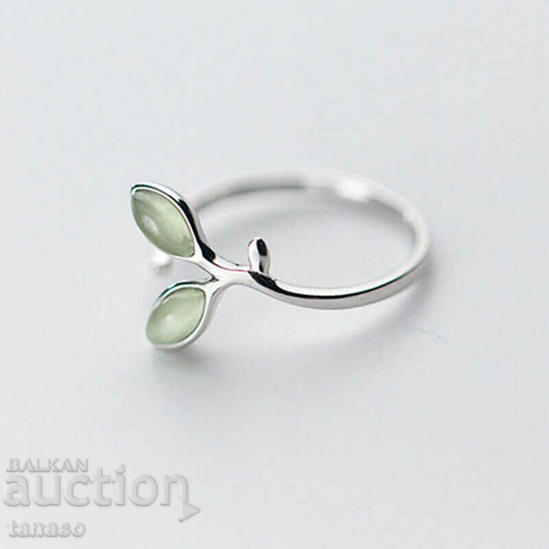 Auction Delicate ring with small opals, silver plated Auction Delicate ring with small opals, silver plated