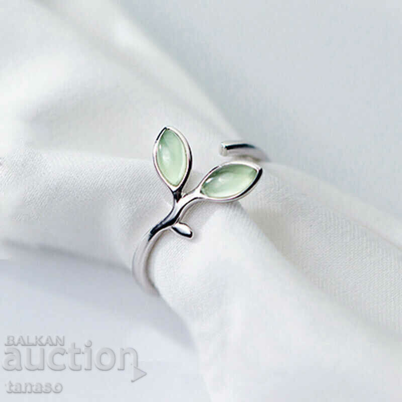 Delicate ring with small opals, silver plated - 5 Delicate ring with small opals, silver plated - 5