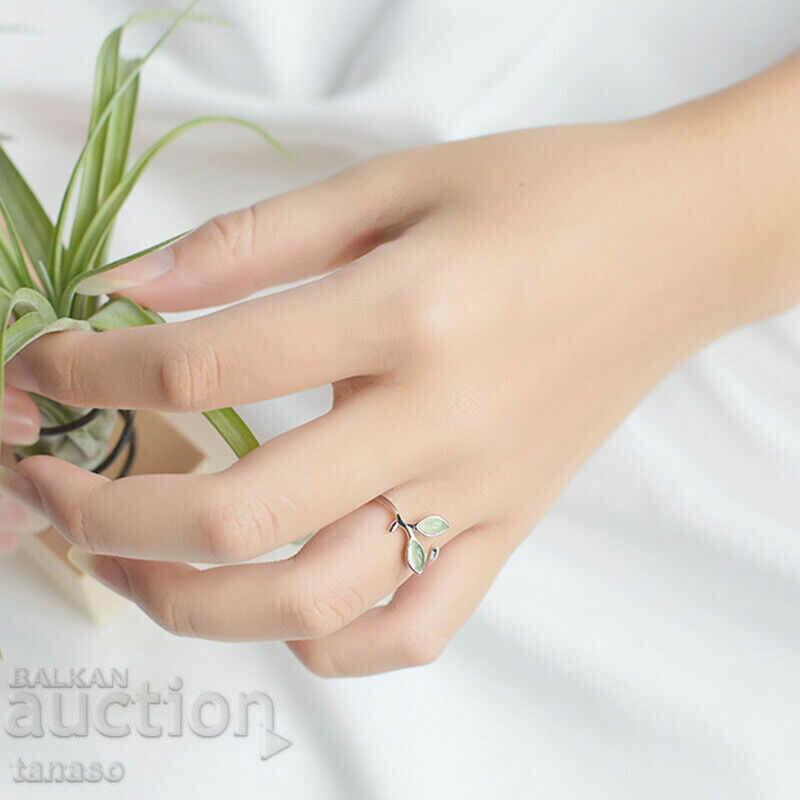 Delicate ring with small opals, silver plated - 6 Delicate ring with small opals, silver plated - 6